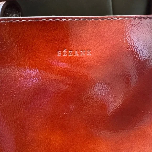 Sézane Red Mahogany The Tote Patent Leather Bag - Picture 6 of 9